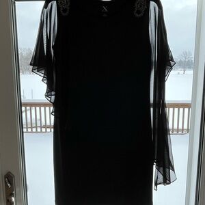 Elegant Black Dress with Sheer Sleeves